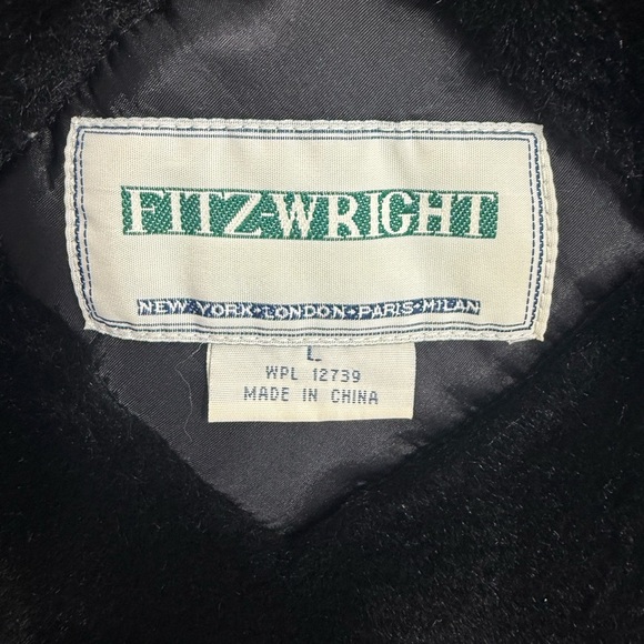 Fitz Wright Vintage Black Hooded Coat Faux Fur Trim L - Picture 3 of 14